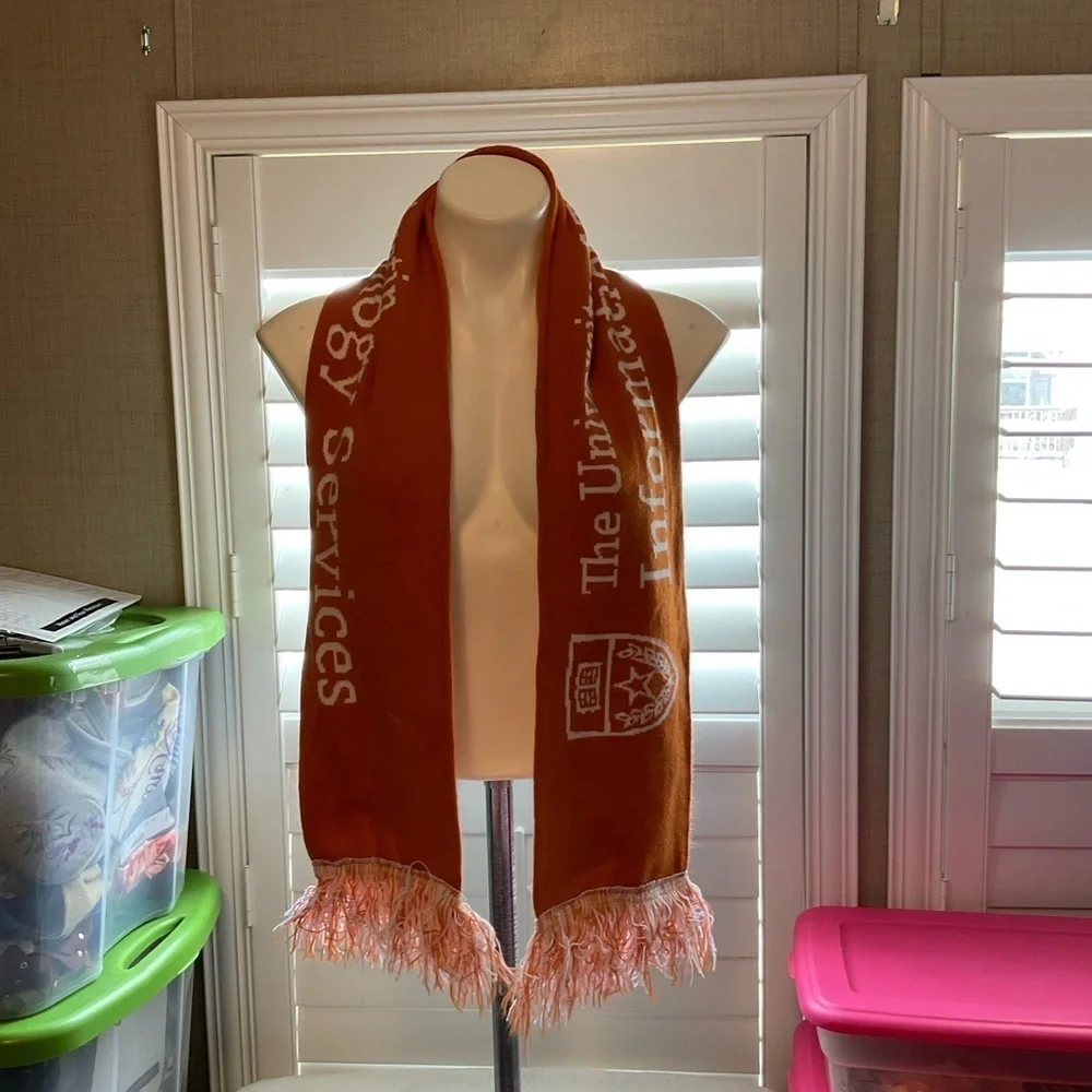 Orange Snowflake Scarf with Fringe